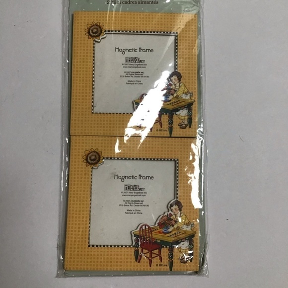 Mary Engelbreit 2 Mini Magnetic Photo Frames 3.5x3.5" Fridge Sunflowers 2007 NEW - Picture 7 of 10